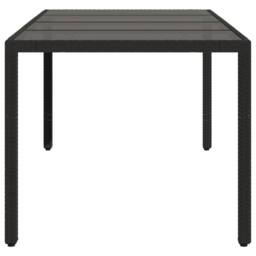 Berkfield Home Garden Table with Glass Top Black 190x90x75 cm Poly Rattan - Size: 190 x 90 x 75 cm - thumbnail 5
