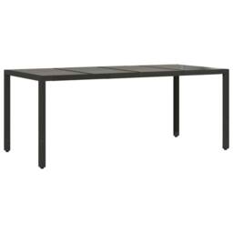 Berkfield Home Garden Table with Glass Top Black 190x90x75 cm Poly Rattan - Size: 190 x 90 x 75 cm - thumbnail 3