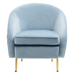 Orsina Mink Velvet Arm Chair, Luxury Velvet Upholstered Accent Chair, Comfortable Armchair for Home, Office in Blue - thumbnail 6