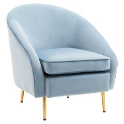 Orsina Mink Velvet Arm Chair, Luxury Velvet Upholstered Accent Chair, Comfortable Armchair for Home, Office in Blue - thumbnail 2