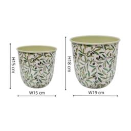 Ivyline Maisie Vintage Olive Metal Planter Set of 2 - thumbnail 4