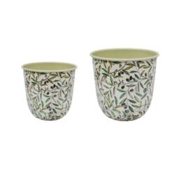 Ivyline Maisie Vintage Olive Metal Planter Set of 2 - thumbnail 2