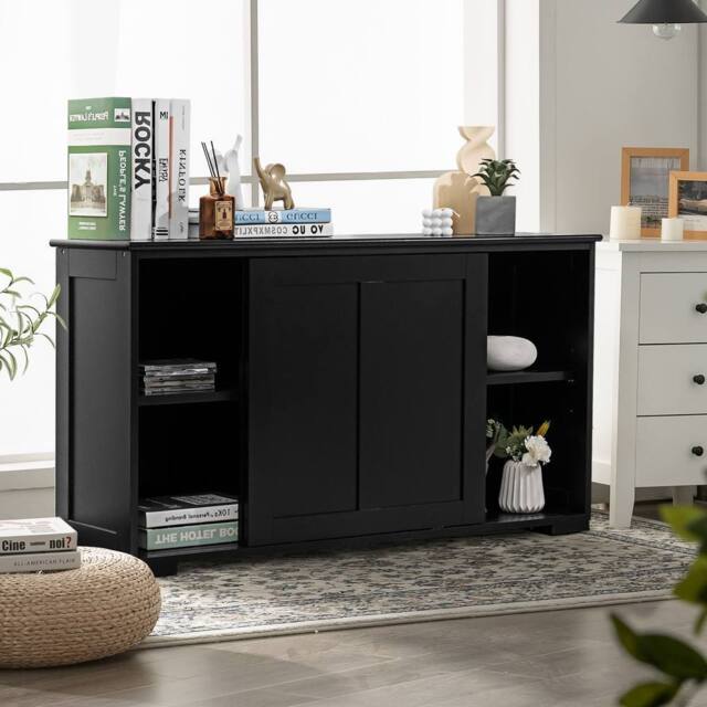 Costway Freestanding Kitchen Storage Cabinet Floor Storage Cabinet in Black - image 1
