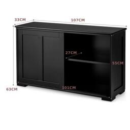 Costway Freestanding Kitchen Storage Cabinet Floor Storage Cabinet in Black - thumbnail 2