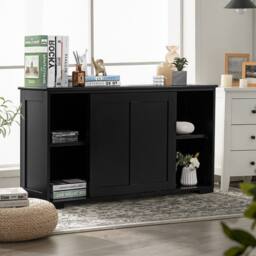Costway Freestanding Kitchen Storage Cabinet Floor Storage Cabinet in Black