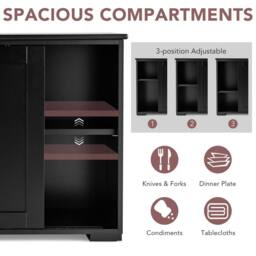 Costway Freestanding Kitchen Storage Cabinet Floor Storage Cabinet in Black - thumbnail 6