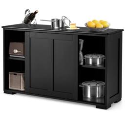 Costway Freestanding Kitchen Storage Cabinet Floor Storage Cabinet in Black - thumbnail 3