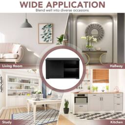Costway Freestanding Kitchen Storage Cabinet Floor Storage Cabinet in Black - thumbnail 4