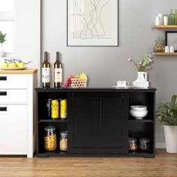 Costway Freestanding Kitchen Storage Cabinet Floor Storage Cabinet in Black - thumbnail 5