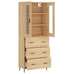 Berkfield Home Highboard Sonoma Oak 69.5x34x180 cm Engineered Wood in Tan - thumbnail 4