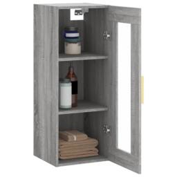 Berkfield Home Wall Mounted Cabinet Grey Sonoma 34.5x34x90 cm - thumbnail 5