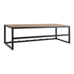 Furniture To Go Seaford Black Metal Coat Rack with Oak Top in Brown
