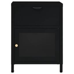 Berkfield Home Nightstands 2 pcs Black 40x30x54.5 cm Steel & Glass - thumbnail 4