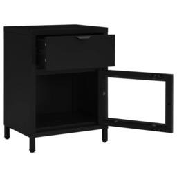 Berkfield Home Nightstands 2 pcs Black 40x30x54.5 cm Steel & Glass - thumbnail 7