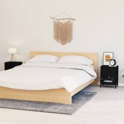 Berkfield Home Nightstands 2 pcs Black 40x30x54.5 cm Steel & Glass - thumbnail 2