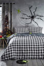 Bedlam 'Spiders' Glow in the Dark Spider Print Halloween Duvet Cover Set in Grey - Size: Single - thumbnail 3