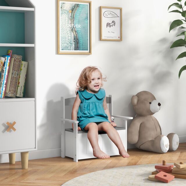 AIYAPLAY 2 in 1 Toy Box for Kids with Safety Lid for Bedroom, Nursery in Grey - image 1