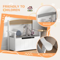 AIYAPLAY 2 in 1 Toy Box for Kids with Safety Lid for Bedroom, Nursery in Grey - thumbnail 6