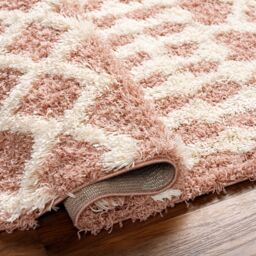 Livabliss Urban Shag-Geometric Beige Blue Pink Grey Soft Plush Pile Living Bedroom Rug in Peach - Size: 200 cm x 290 cm - thumbnail 4