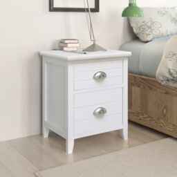 Berkfield Home Nightstand 2 pcs with 2 Drawers White - thumbnail 1