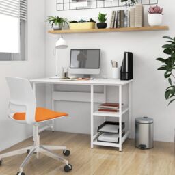 Berkfield Home Computer Desk White 105x55x72 cm MDF & Metal - Size: 105 x 55 x 72 cm