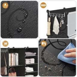 KORVIXA Black 12 PCS Portable Plastic Shoe Cabinet with Door - Size: 100 cm - thumbnail 3