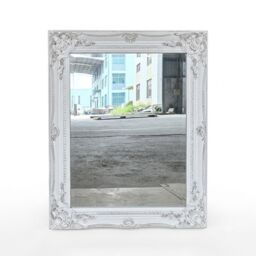 HOME LUXE INTERIOR Vintage Wall Mirror 50cm x 60cm White Ornate Shabby Chic Frame - Size: 130 cm x 45 cm