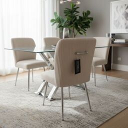 HOME LUXE INTERIOR Marco Dining Chair Brushed Velvet Mink - Sold In Pairs in Cream - Size: 1 Seater - thumbnail 8