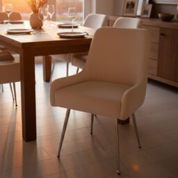 HOME LUXE INTERIOR Marco Dining Chair Brushed Velvet Mink - Sold In Pairs in Cream - Size: 1 Seater - thumbnail 7