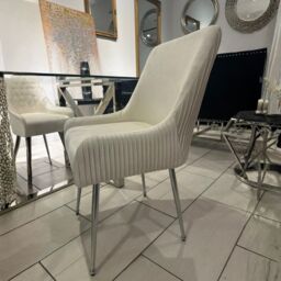 HOME LUXE INTERIOR Marco Dining Chair Brushed Velvet Mink - Sold In Pairs in Cream - Size: 1 Seater - thumbnail 1