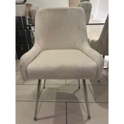 HOME LUXE INTERIOR Marco Dining Chair Brushed Velvet Mink - Sold In Pairs in Cream - Size: 1 Seater - thumbnail 4