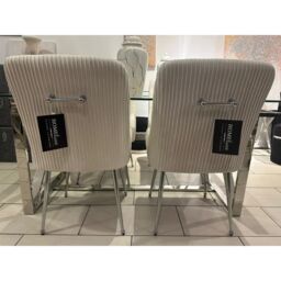HOME LUXE INTERIOR Marco Dining Chair Brushed Velvet Mink - Sold In Pairs in Cream - Size: 1 Seater - thumbnail 5