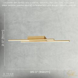 Happy Homewares Designer Metal Kitchen LED 89cm Ceiling Light Fitting in Gold - thumbnail 6