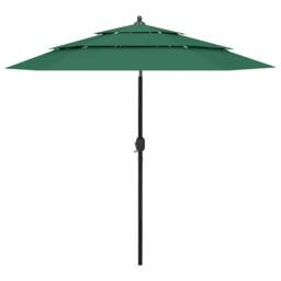 Berkfield Home 3-Tier Parasol with Aluminium Pole Green 2.5 m