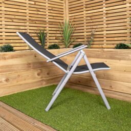 Samuel Alexander Set of 2 Outdoor Garden Patio Multi Position Reclining Folding Chair in Black & Silver in Grey - thumbnail 3