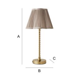ValueLights Maeve Light Grey Pleat Faux Silk Scallop Shade Gold Bobbin Table Lamp with Bulb - thumbnail 7