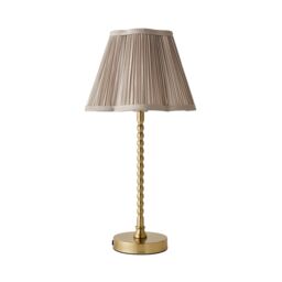ValueLights Maeve Light Grey Pleat Faux Silk Scallop Shade Gold Bobbin Table Lamp with Bulb - thumbnail 2