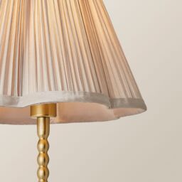 ValueLights Maeve Light Grey Pleat Faux Silk Scallop Shade Gold Bobbin Table Lamp with Bulb - thumbnail 4