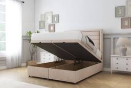 "Comfort Beds Anna Naples Ottoman Bed Base-26"" Strutted Headboard in Light Sand - Size: Small Double" - thumbnail 2
