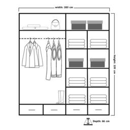 Sliding Wardrobes 4U Modern Gloss Wardrobe with LED Light & Mirror Doors 203×220cm in Grey - thumbnail 4
