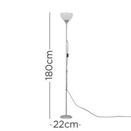 ValueLights Dalby Stem Uplighter Floor Lamp with Frosted Glass Shade with LED Bulb in Silver - thumbnail 7