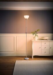 ValueLights Dalby Stem Uplighter Floor Lamp with Frosted Glass Shade with LED Bulb in Silver - thumbnail 2