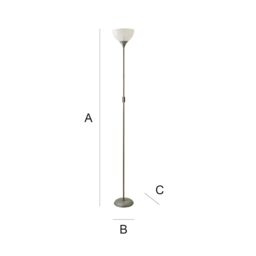 ValueLights Dalby Stem Uplighter Floor Lamp with Frosted Glass Shade with LED Bulb in Silver - thumbnail 9