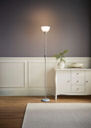 ValueLights Dalby Stem Uplighter Floor Lamp with Frosted Glass Shade with LED Bulb in Silver - thumbnail 1