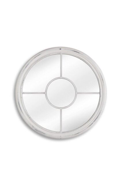 nielsen Beth Round Wood Porthole Wall Mirror 50 x 50cm Distressed White - Size: 50 x 50 cm - image 1