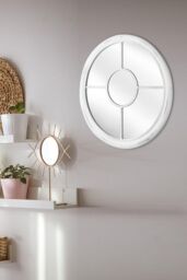 nielsen Beth Round Wood Porthole Wall Mirror 50 x 50cm Distressed White - Size: 50 x 50 cm - thumbnail 2