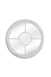 nielsen Beth Round Wood Porthole Wall Mirror 50 x 50cm Distressed White - Size: 50 x 50 cm