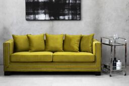 Orsina Luxurious 3 Seat Moss Velvet Sofa, Moss Velvet Upholstered Mid Century Sofa, Modern Design 3 Seater Couch in Green - thumbnail 3
