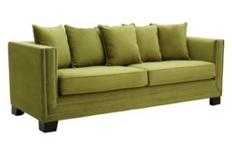 Orsina Luxurious 3 Seat Moss Velvet Sofa, Moss Velvet Upholstered Mid Century Sofa, Modern Design 3 Seater Couch in Green - thumbnail 1