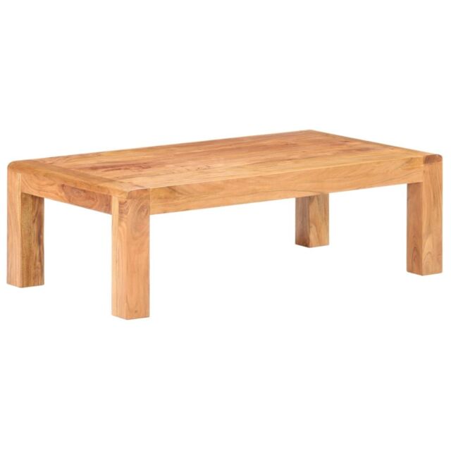Berkfield Home Coffee Table 110x60x35 cm Solid Acacia Wood in Honey Finish in White - Size: 110 x 60 x 35 cm